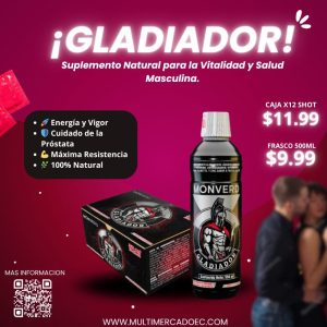 potenciador intimo gladiador monverd mayor vigor, erecciones firmes y resistencia natural 100%