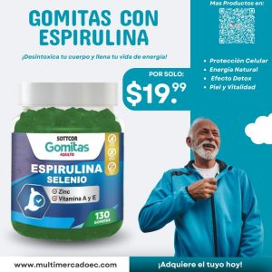 gomitas con espirulina y selenio sottcor efecto detox y energía natural 130 gomitas