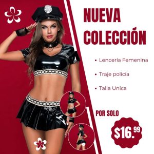 disfraz de policía sexy lencería de vinilo dos piezas con gorra