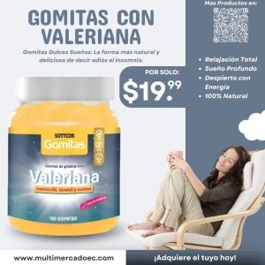 Gomitas con Valeriana Sottcor - Manzanilla, Toronjil y Nueces - 130 Gomitas - Relajación y Sueño Profundo