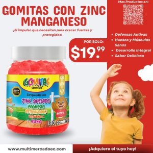 gomitas con zinc quelado y magnesio sottcor kids desarrollo integral y defensas 130 gomitas
