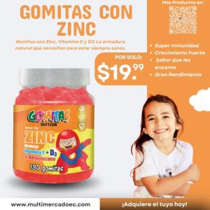 gomitas con zinc orotate sottcor kids vitamina c, d3 y betaglucano 130 gomitas súper inmunidad infantil