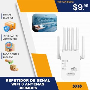 repetidor wifi de largo alcance pro 6 antenas de alta ganancia y 300mbps