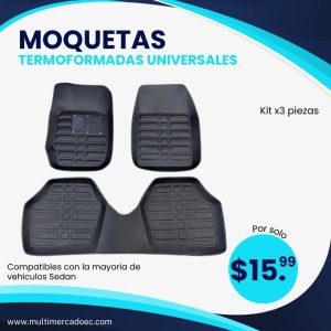 moquetas termoformadas universales para sedán kit x3 piezas premium
