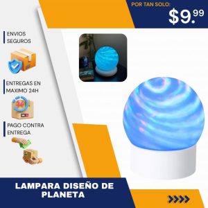 lámpara led diseño de planeta galaxia efecto de ondas y colores vibrantes