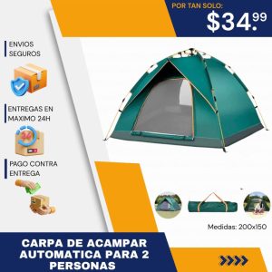 carpa de acampar automática para 2 personas armado instantáneo y protección total