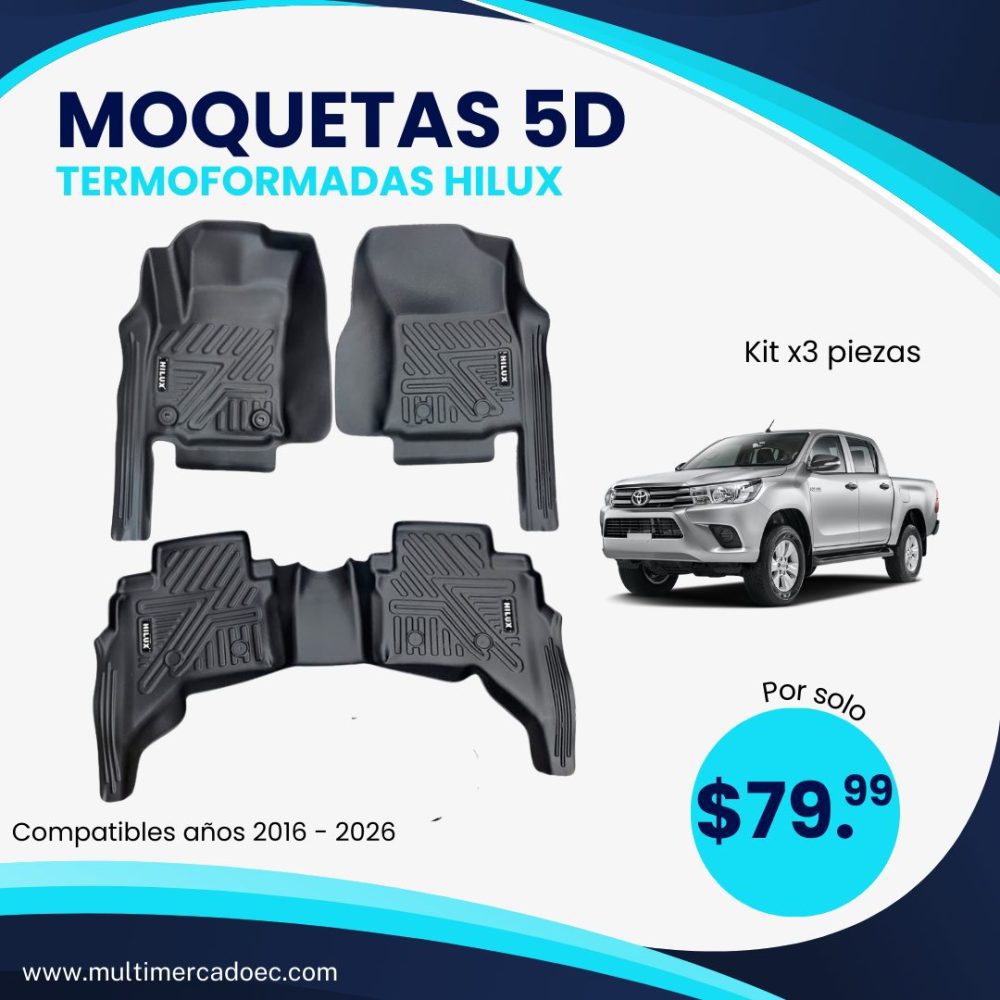 moquetas 5d termoformadas para toyota hilux (2016 2026) kit x3 piezas de lujo moquetas 5d termoformadas para toyota hilux (2016 2026) kit x3 piezas de lujo