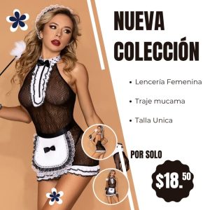 Disfraz de mucama sexy lencería de encaje transparente en Ecuador.