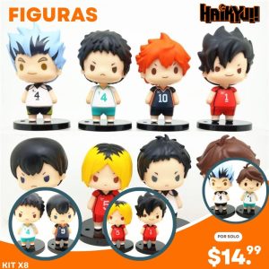 kit x8 figuras haikyuu!! mini chibi – colección completa voleibol anime