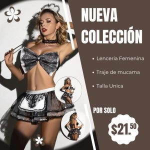 disfraz de mucama sexy lencería de lujo con encaje y moño gigante