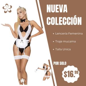 body mucama sexy con liguero y corbatín lencería de lujo