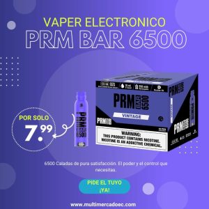 vaper prm bar 6500 puffs | pantalla digital y control total