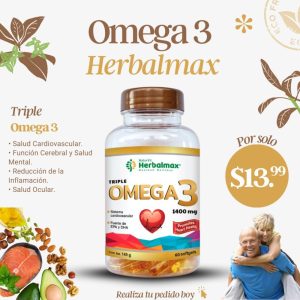 triple omega 3 herbalmax 1400mg sistema cardiovascular (60 softgels)