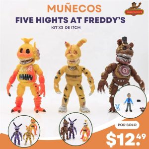 kit x3 figuras five nights at freddy's 17cm nightmare collection