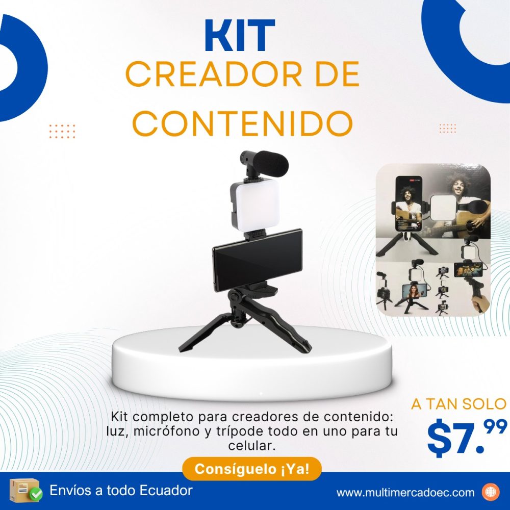kit creador de contenido 3 en 1 (luz + micro + trípode) kit creador de contenido 3 en 1 (luz + micro + trípode)