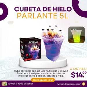cubeta de hielo con parlante bluetooth 5l y luces led rgb