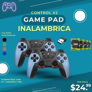 kit x2 controles gamepad inalámbricos 2.4g mandos para pc, android y ps3