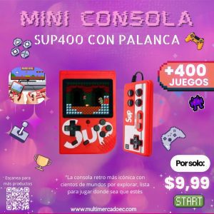mini consola sup 400 juegos retro con palanca para dos jugadores y conexión a tv