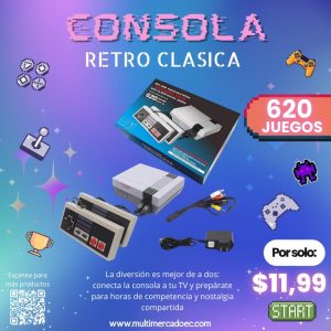 Consola Retro Clásica 620 Juegos en 1 - Conexión AV para TV y 2 Controles Incluidos