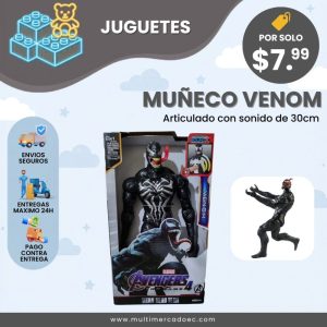 muñeco venom con sonido articulado 30cm figura de acción marvel
