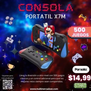 consola portátil x7m con 500 juegos retro pantalla lcd y control adicional para multijugador