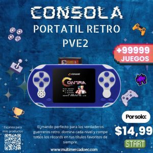 Consola Portátil Retro PVE2 con Pantalla a Color - Miles de Juegos Clásicos Integrados