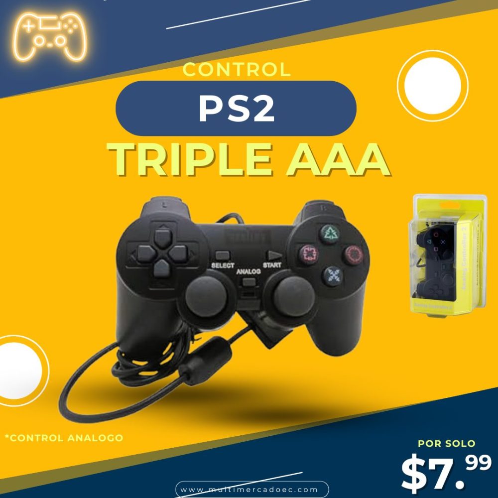 control para ps2 genérico triple aaa mando análogo negro de alta precisión control para ps2 genérico triple aaa mando análogo negro de alta precisión