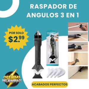 Herramienta raspadora de ángulos 3 en 1 para calafateo y retiro de silicona.
