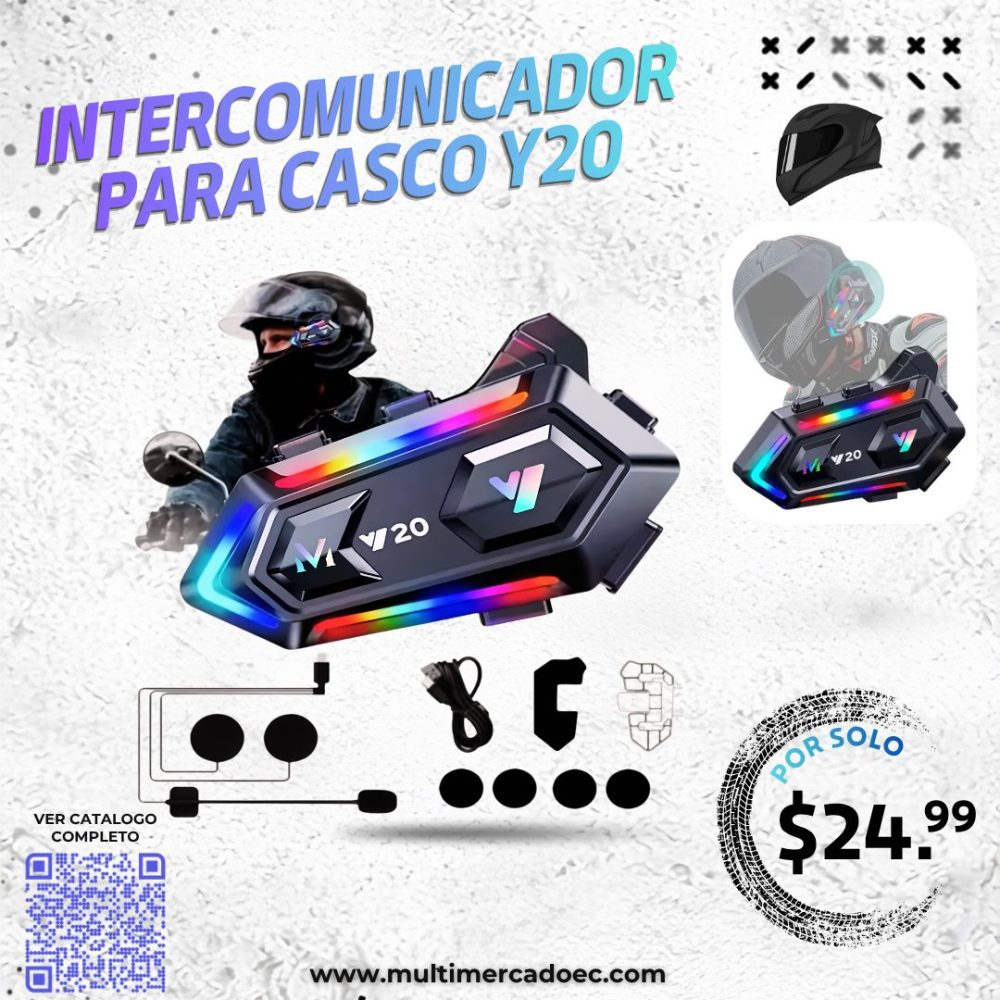 intercomunicador para casco y20 con luces rgb – sistema de audio manos libres de alta gama intercomunicador para casco y20 con luces rgb – sistema de audio manos libres de alta gama