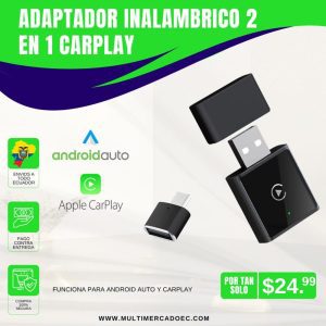 adaptador inalámbrico 2 en 1 carplay y android auto – convertidor inteligente para radio de carro