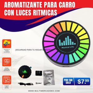 aromatizante para carro con luces rítmicas rgb – difusor de fragancia musical inteligente