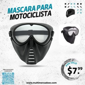 máscara táctica para motociclista con gafas desmontables – protección facial para casco abierto