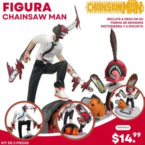 kit de figuras chainsaw man coleccionable denji demonio y pochita 2 piezas