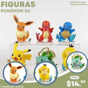 kit de figuras pokémon coleccionables x6 pikachu eevee iniciales 7 8cm