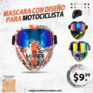 máscara deportiva con diseño para motociclista – gafas de colores tornasol y rostro desmontable