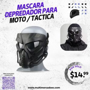 máscara de depredador para moto y táctica – protección facial completa de alto impacto