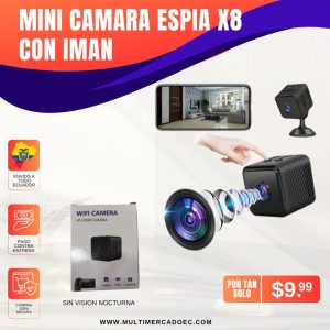 mini cámara espía x8 con imán hd – seguridad portátil y monitoreo remoto wifi