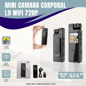 mini cámara corporal l9 wifi 720p – grabadora de seguridad portátil con clip y pantalla