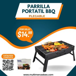 Parrilla portátil BBQ plegable a carbón tipo maletín para asados Multimercado EC.