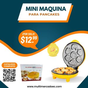 Mini máquina eléctrica para pancakes y mini cakes con moldes de figuras amarillas Multimercado EC.