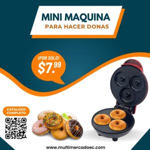 Mini máquina eléctrica para hacer donas antiadherente roja Multimercado EC.