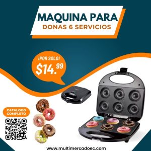 Máquina eléctrica negra para hacer 6 donas antiadherente Multimercado EC.