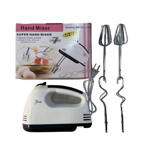 Batidora eléctrica de mano blanca de 7 velocidades con accesorios Multimercado EC Batidora eléctrica de mano blanca de 7 velocidades con accesorios Multimercado EC