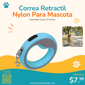 correa retractil nylon para mascota
