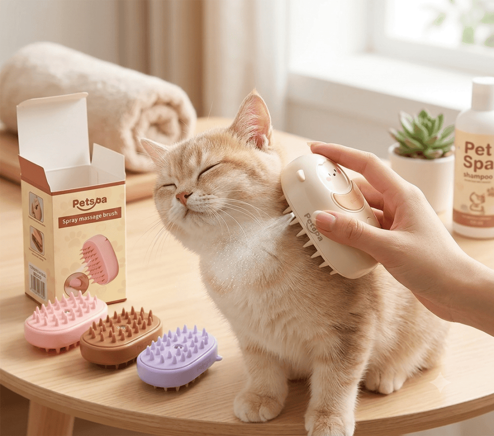 Cepillo pulverizador para mascotas con forma de oveja