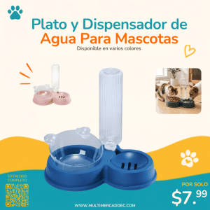 plato y dispensador de agua para mascotas