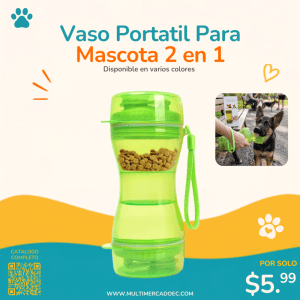 vaso portatil para mascota 2 en 1